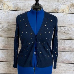Old Navy Cardigan, Navy Blue w/Gold Stars, Size S